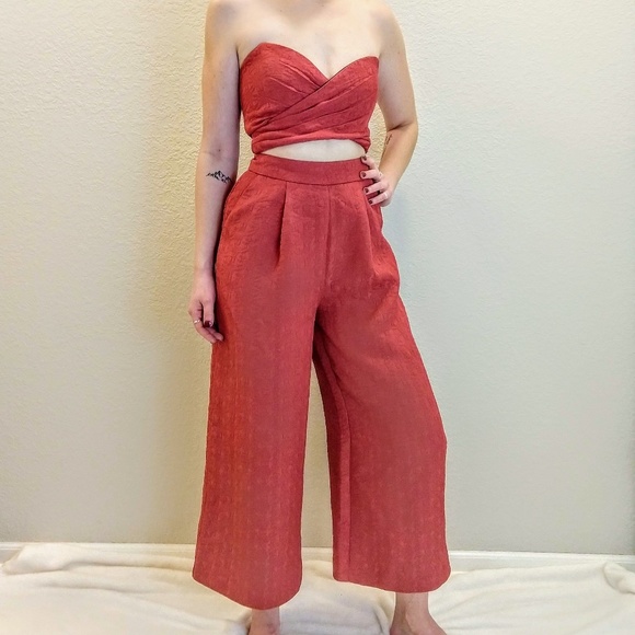 ASOS Pants - asos wrap bandeau jumpsuit cutout pumpkin orange